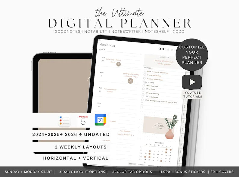 2025 2026 & Undated Digital Planner,GoodNotes Planner,Daily Planner,Weekly Planner,Notability Planner,iPad Planner,Apple Google Planner,Plan